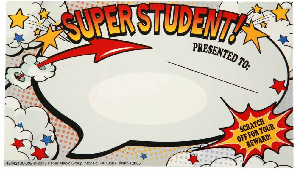 Super Student charts Scratch Off Student Awards, 24pc, 3.5'' W X 6'' H