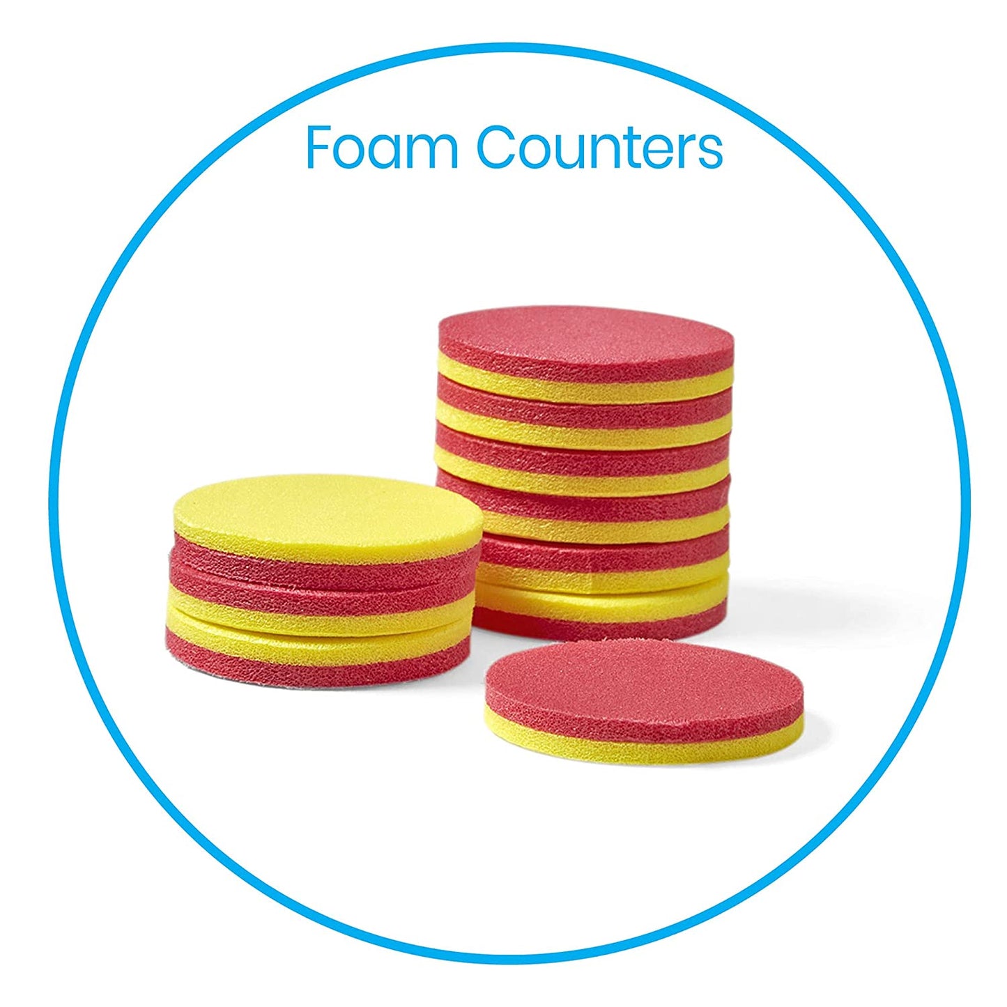 Foam Two-Color Counters with Storage Tub for Counting and Tokens (Pack of 200)