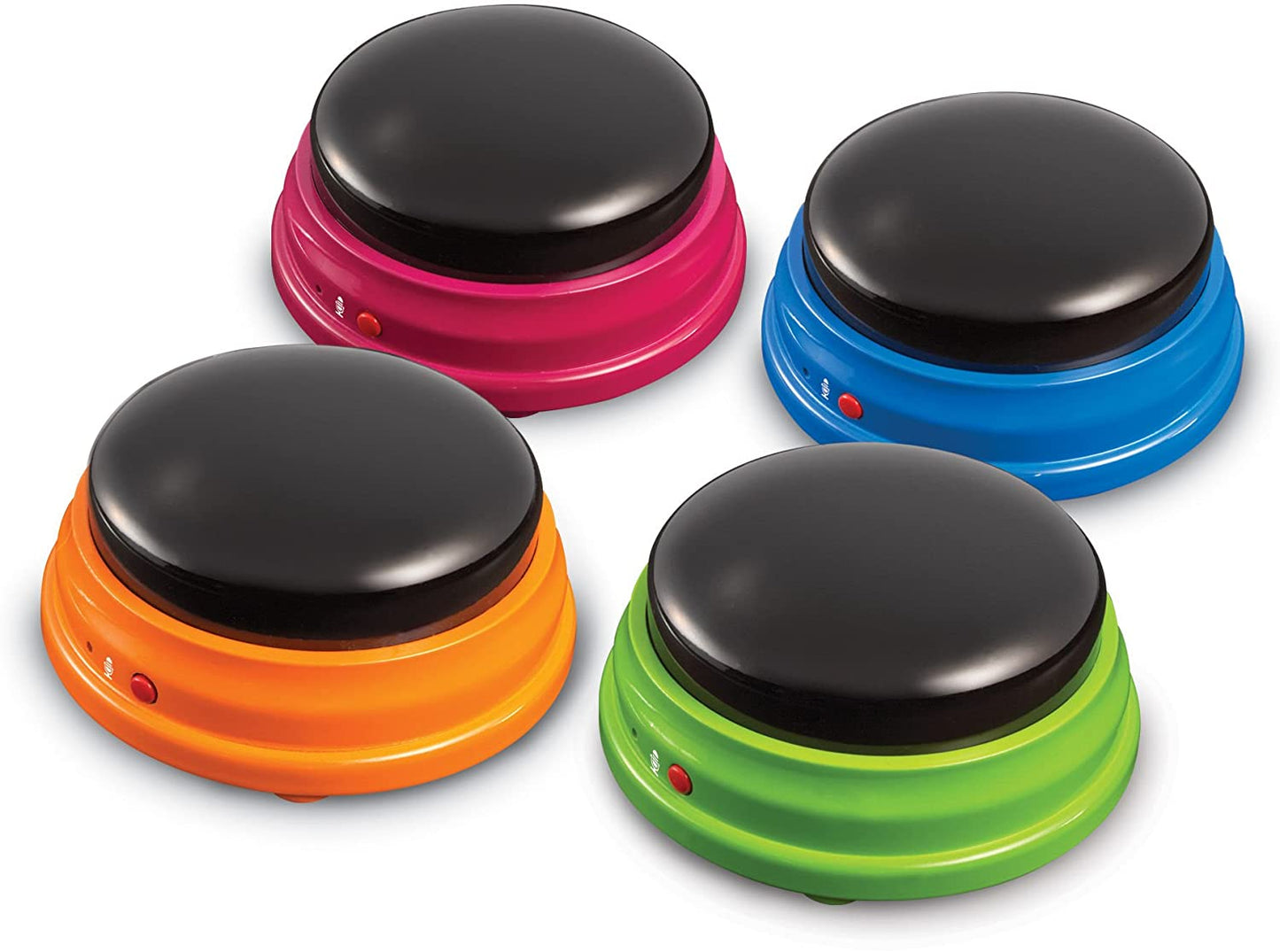 Learning Resources Recordable Answer Buzzers, Personalized Sound Buzzer, Recordable Buttons, Set of 4, Ages 3+