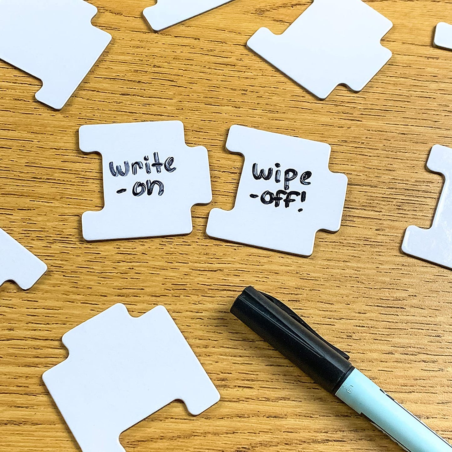 Key Education Write-On/Wipe-Off: 52 Blank Puzzle Pieces Manipulative
