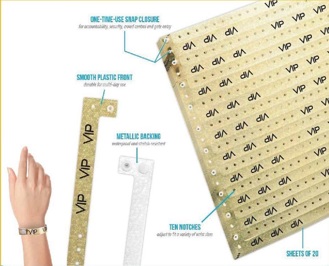 VIP Plastic Wristbands - 20 as a set