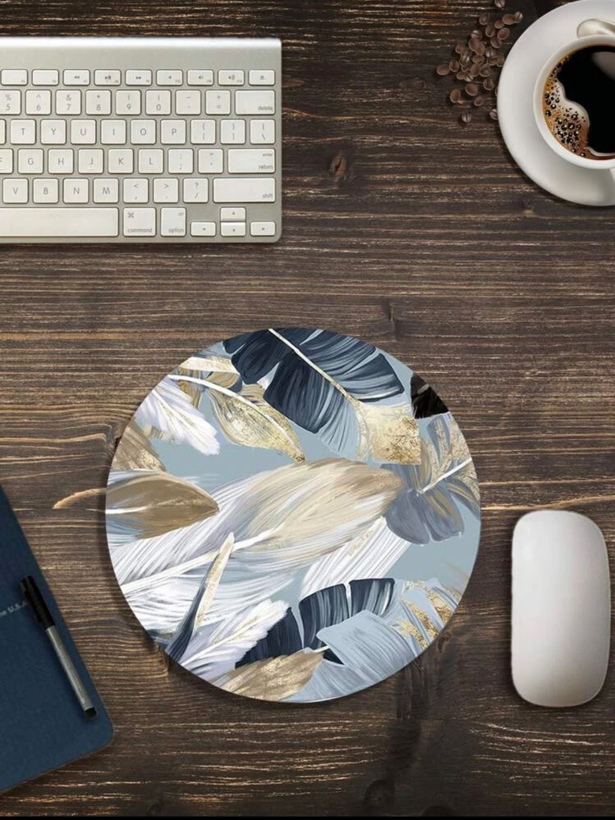 elec Leaf Pattern Round Mouse Pad