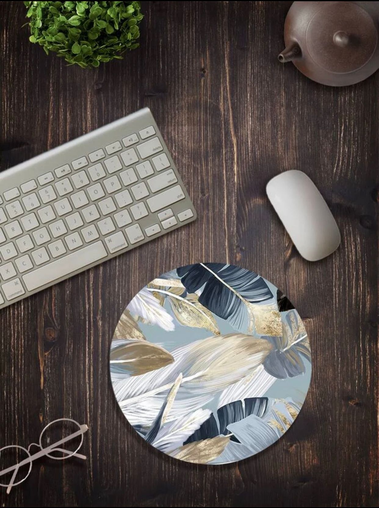 elec Leaf Pattern Round Mouse Pad
