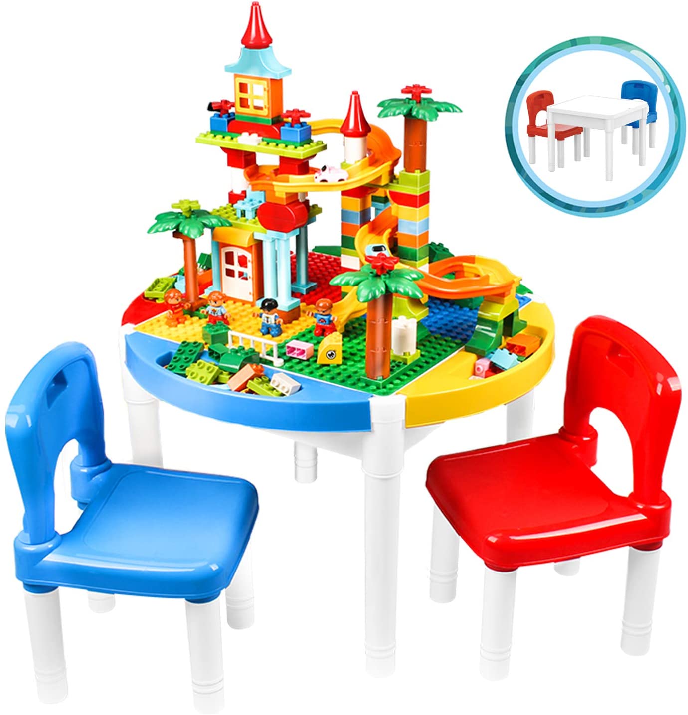 blocks desk + 2 chairs + 1000 pieces lego