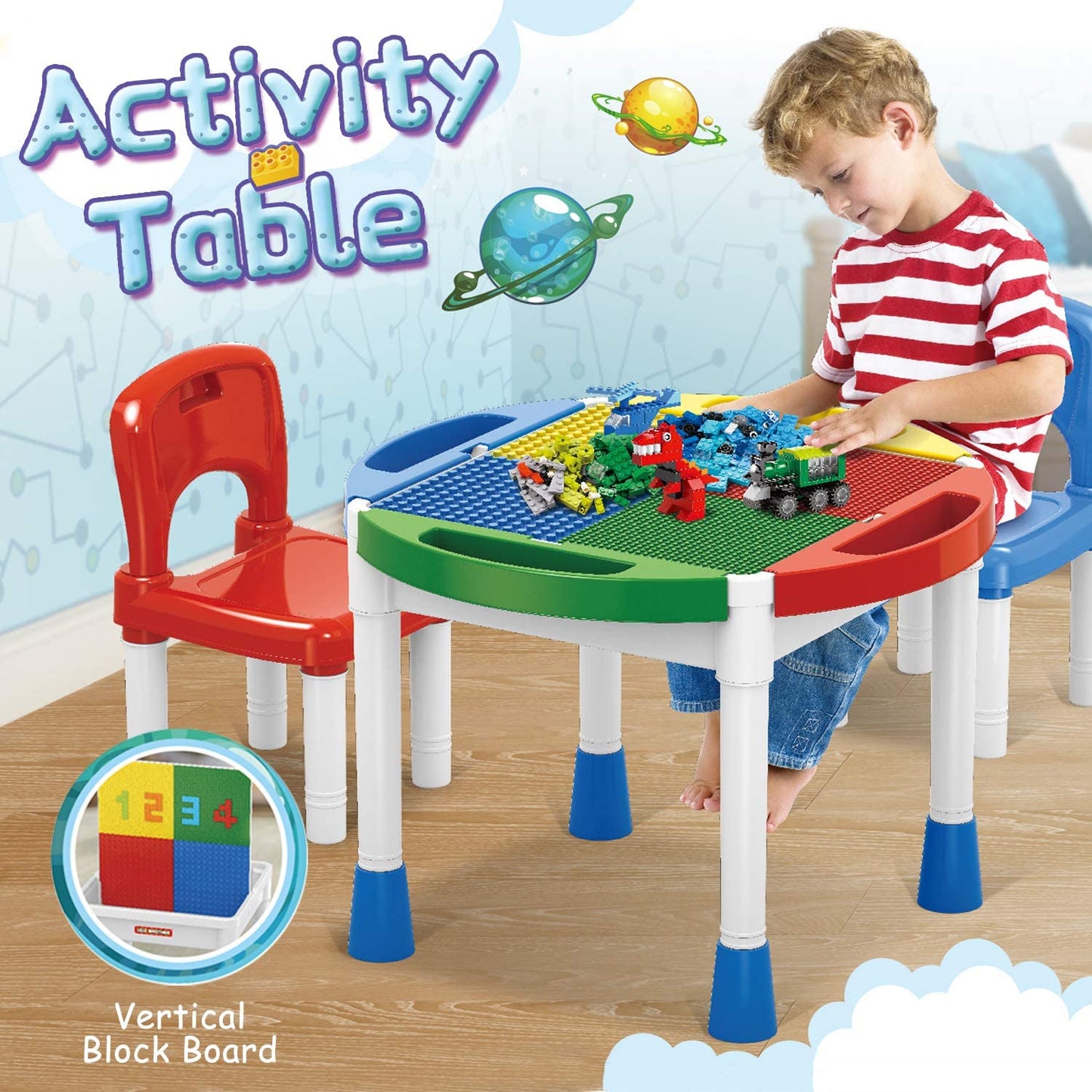 blocks desk + 2 chairs + 1000 pieces lego