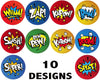 Superhero Stickers 300 Comic Book Sticker Rolls 3 Sizes Fun 5 Pack Gift Box Party Supplies Bundle for Kids Children Adults Office Home Birthday Decorations Party Favors